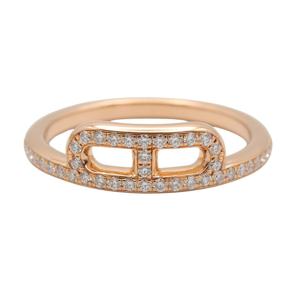 Hermes Ring Link Diamond 18k Pink Gold