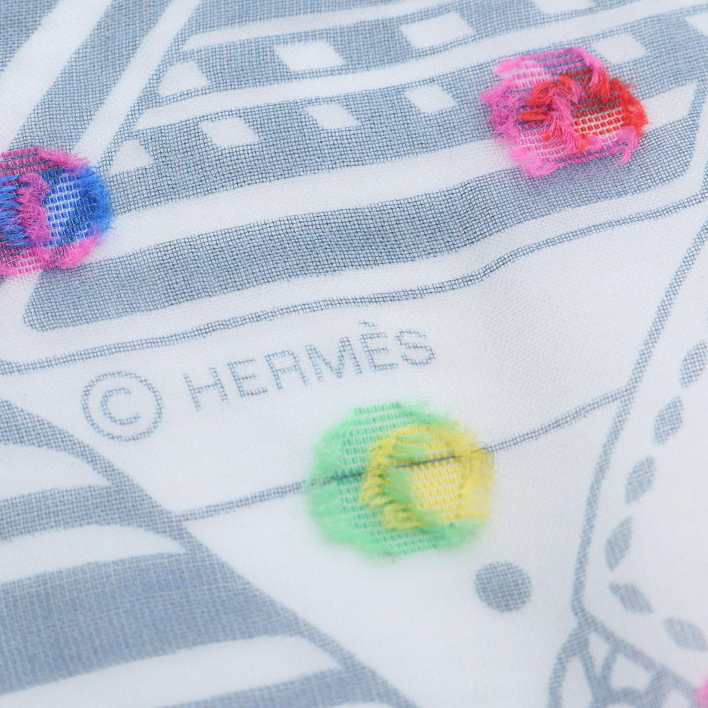 Hermes Scarf Carre 60 Sangles en Zigzag Banbana Rainbow Dot Silk — view 2