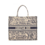Dior Tote Book Large Beige Navy Canvas