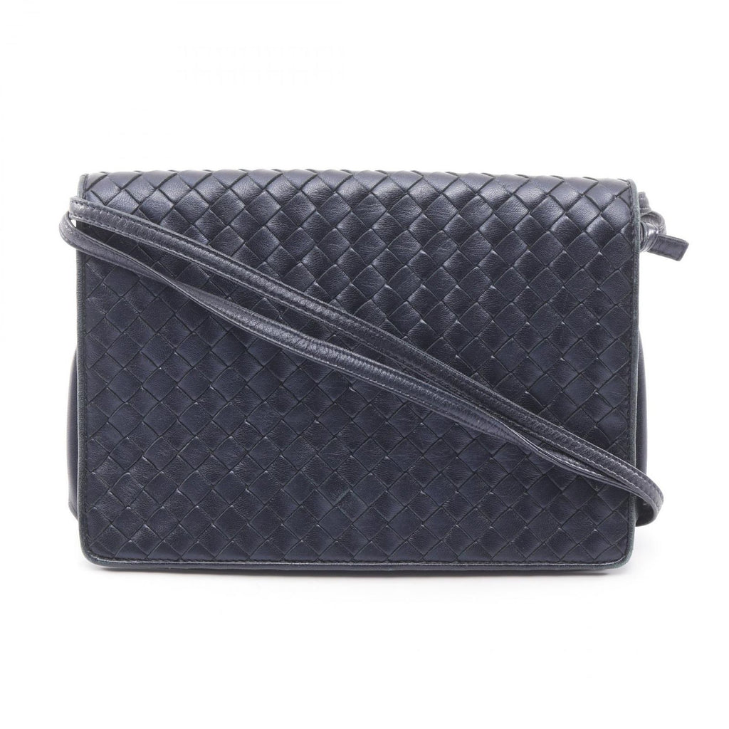 Bottega Veneta Shoulder Bag Intrecciato Navy Leather