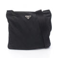 Prada Shoulder Bag Black Nylon Leather Triangle Logo