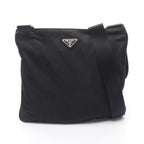 Prada Shoulder Bag Black Nylon Leather Triangle Logo