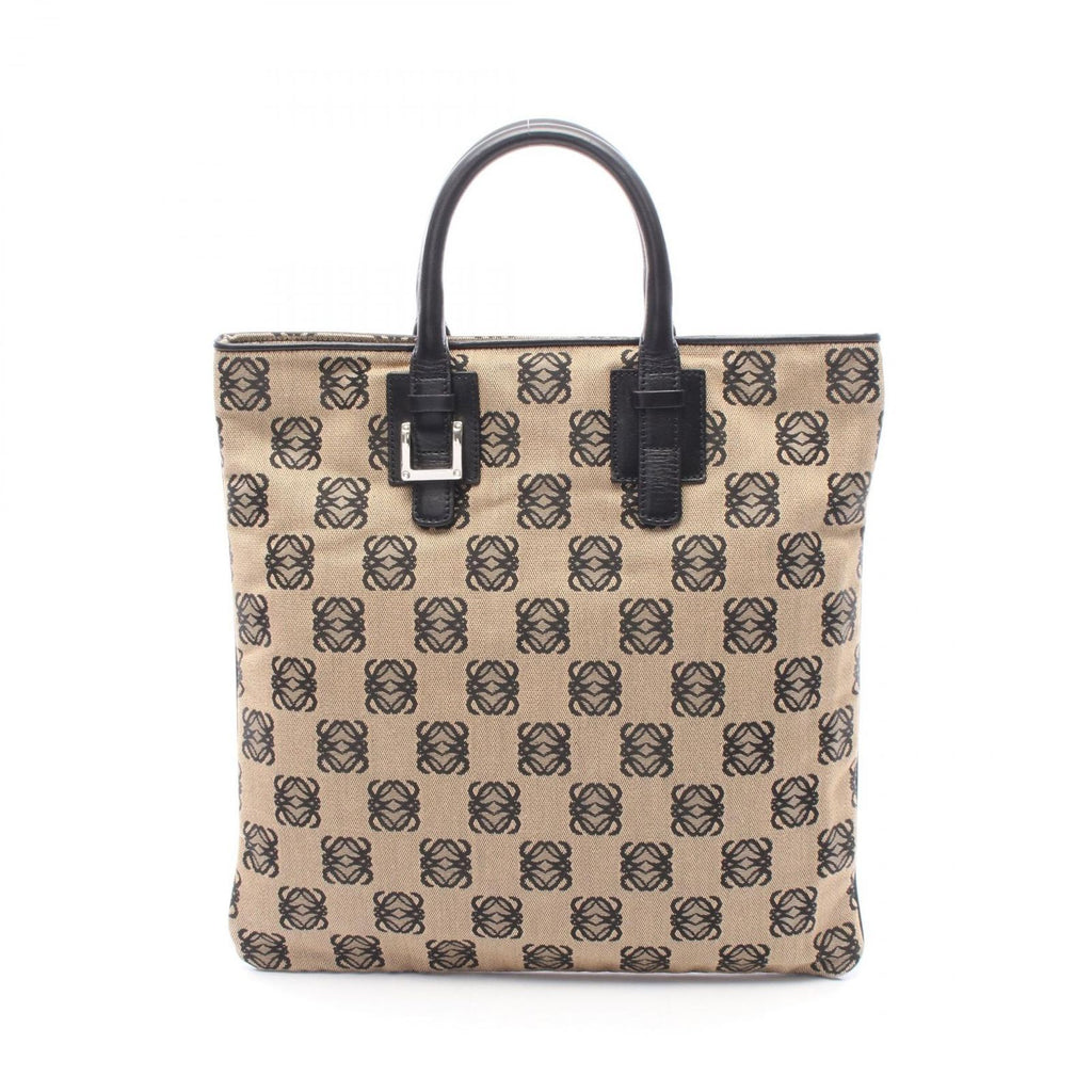 Loewe Tote Anagram Beige Black Canvas Leather