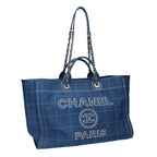 Chanel Deauville Leather Logo Patch 2-Way Chain Tote