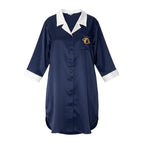 Dior Vintage Logo Embroidery Long Shirt Dress M Navy