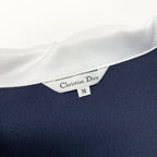 Dior Vintage Logo Embroidery Long Shirt Dress M Navy — view 8