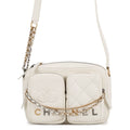 Chanel Shoulder Bag Small CC Logo Quilted Lambskin White