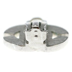 Chanel CC Logo Rhinestone Bucket Earrings Silver Metal — view 6