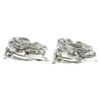 Chanel CC Logo Rhinestone Bucket Earrings Silver Metal — view 3