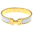 Hermes Clic Clac Bangle Bracelet Gold White