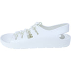 Bottega Veneta Jelly Flat Open Toe Lace Up Rubber Sandals White