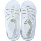 Bottega Veneta Jelly Flat Open Toe Lace Up Rubber Sandals White — view 4