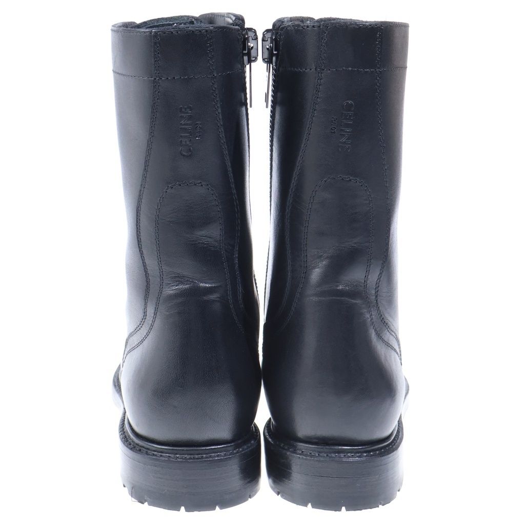 Celine Side Zip Leather les Up Ranger Boots Black — view 3