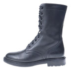 Celine Side Zip Leather les Up Ranger Boots Black