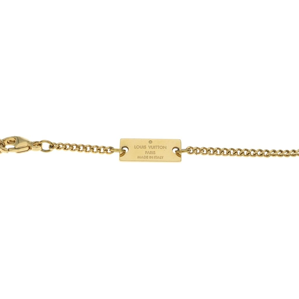 Louis Vuitton Monogram LV Logo Ring Necklace Gold