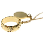 Louis Vuitton Monogram LV Logo Ring Necklace Gold