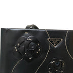Prada Tola lelogo Plate Leather Handbag Black LadySecond — view 6