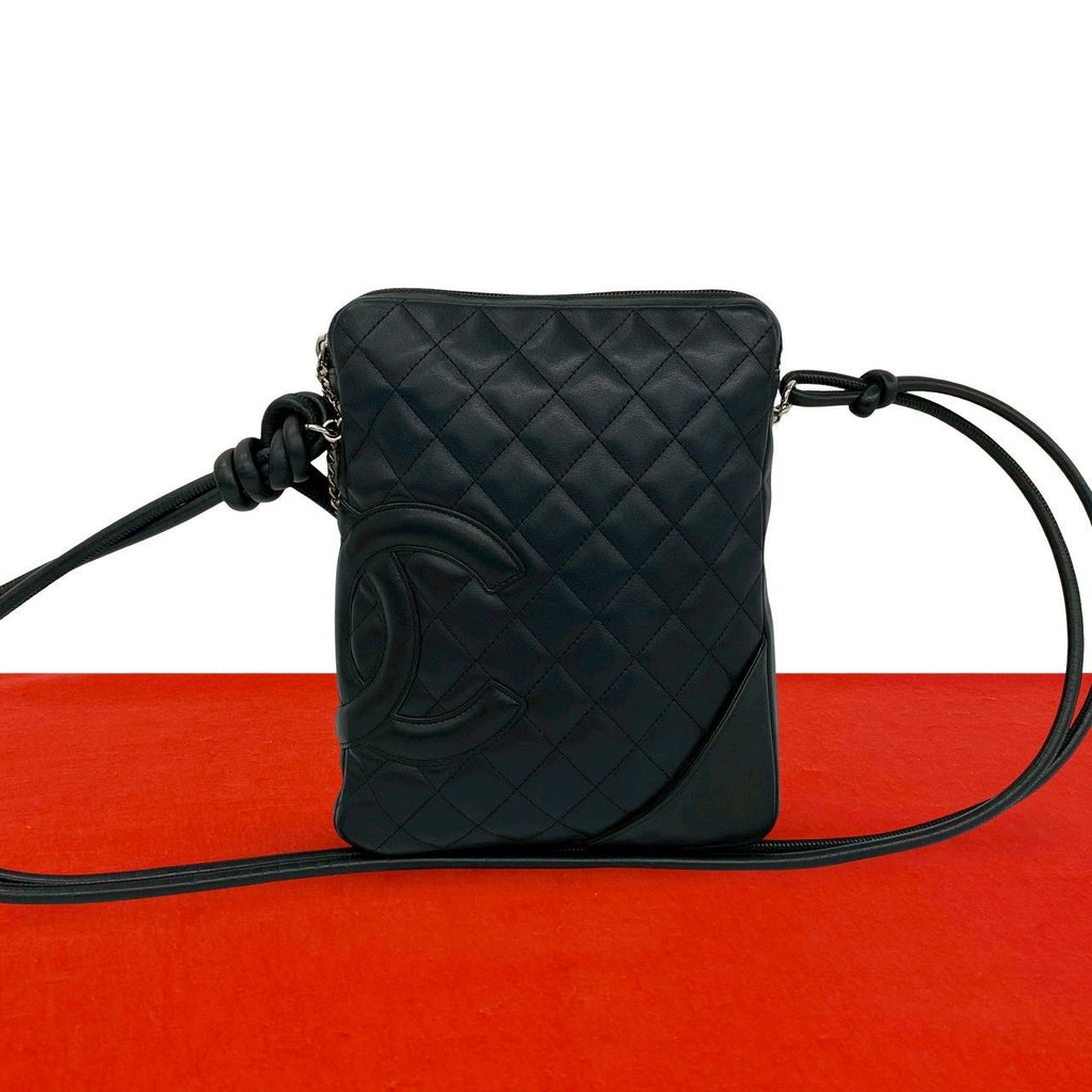 Chanel Vintage Cambon Line CC Logo Leather Mini Shoulder Bag Black