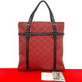 Loewe Anagram Logo All Over Pattern Leather Handbag Mini Tote Business Red Brown