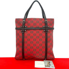 Loewe Anagram Logo All Over Pattern Leather Handbag Mini Tote Business Red Brown