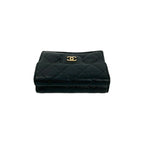 Chanel Box and Quilted CC Logo Caviar Leather Trifold Wallet Mini Black Handbag — view 3
