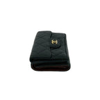 Chanel Box and Quilted CC Logo Caviar Leather Trifold Wallet Mini Black Handbag — view 4