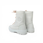 Hermes Fresh Boots Short Shoes Nylon Leather White Orange Lace Up — view 4