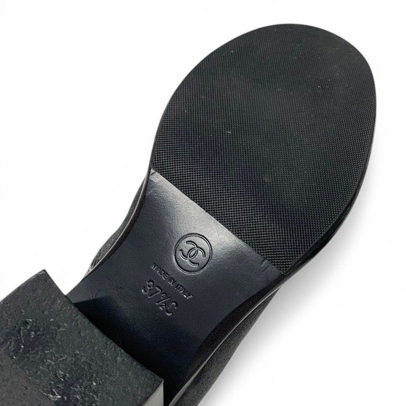 Chanel Boots Short Shoes Suede Gray Silver CC Logo Quilted Chain — view 8