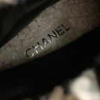 Chanel Boots Short Shoes Fabric Patent Boa Black Beige CC Logo — view 7