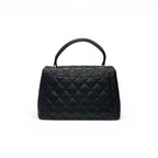 Chanel Handbag Black Silver CC Logo Quilted Top Handle — view 3