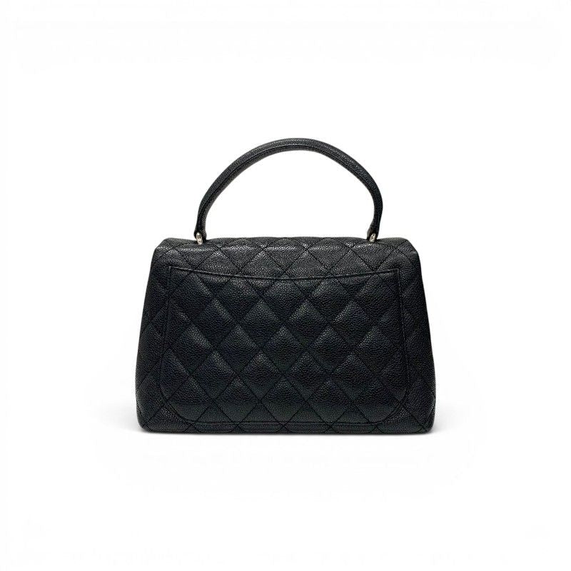 Chanel Handbag Black Silver CC Logo Quilted Top Handle — view 3