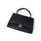 Chanel Handbag Black Silver CC Logo Quilted Top Handle — view 5