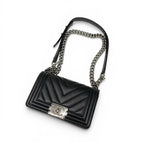 Chanel Shoulder Bag Black Silver Body 20 CC Logo Chez Blanc Single Flap Double — view 5