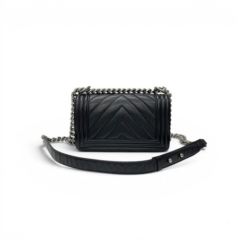 Chanel Shoulder Bag Black Silver Body 20 CC Logo Chez Blanc Single Flap Double — view 3