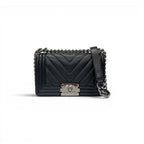 Chanel Shoulder Bag Black Silver Body 20 CC Logo Chez Blanc Single Flap Double