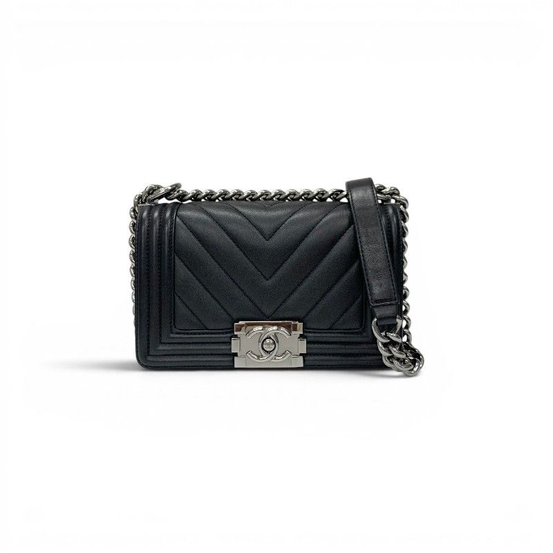 Chanel Shoulder Bag Black Silver Body 20 CC Logo Chez Blanc Single Flap Double