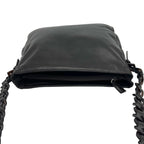 Prada Logo Leather Chain Shoulder Bag Crossbody Pochette Cross Brown — view 4