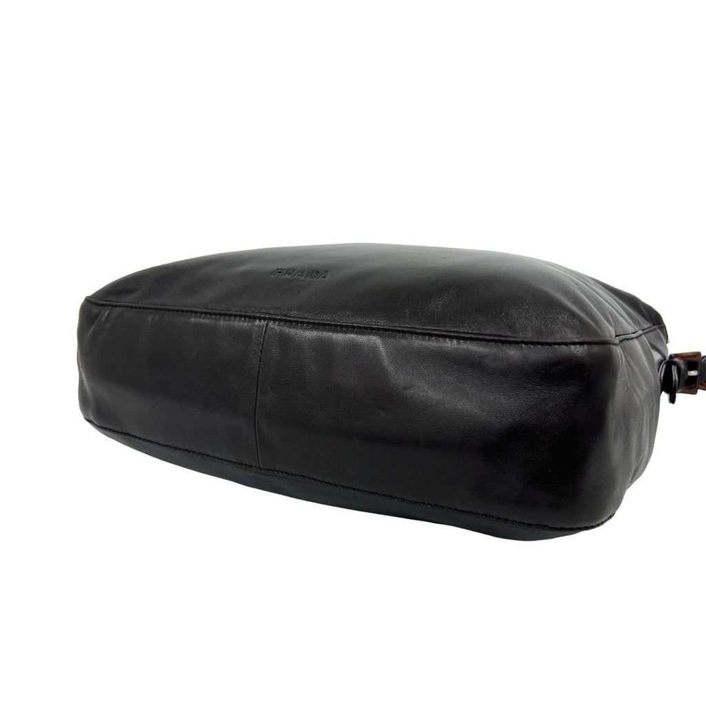Prada Logo Leather Chain Shoulder Bag Crossbody Pochette Cross Brown — view 8