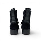 Chanel Boots Short Shoes Suede Leather Black CC Logo Quilted Lace Up — view 5