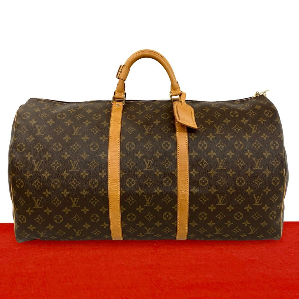 Louis Vuitton Vintage Keepall 60 Monogram Leather Boston Bag Brown