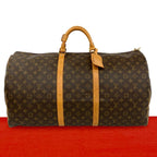 Louis Vuitton Vintage Keepall 60 Monogram Leather Boston Bag Brown