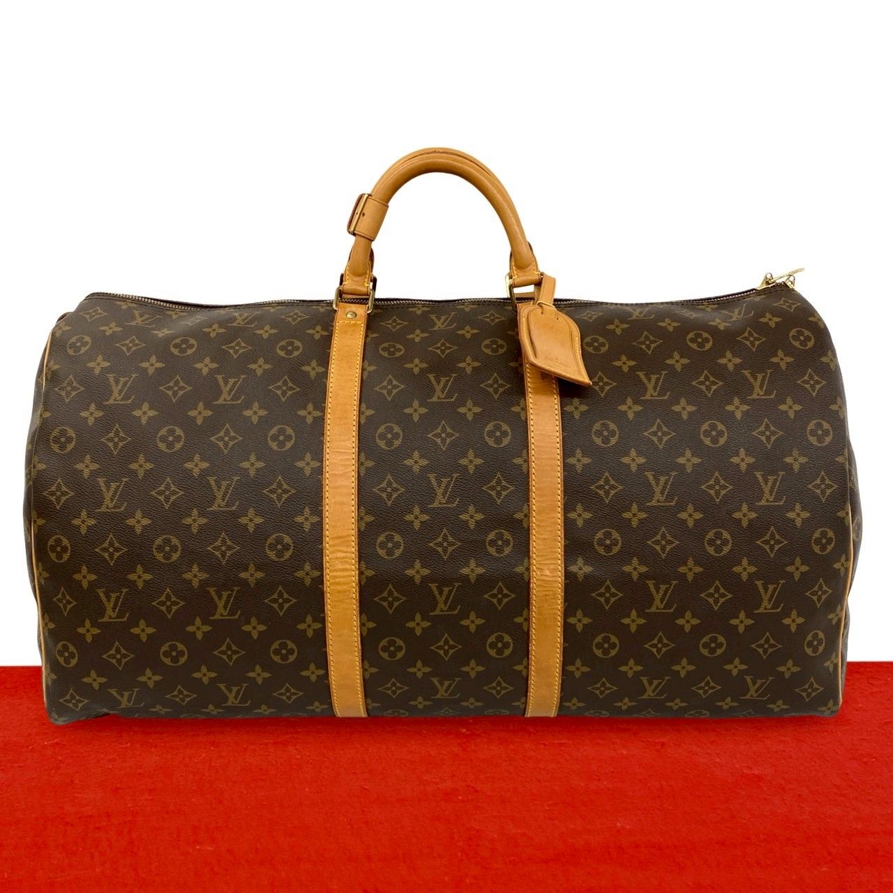 Louis Vuitton Vintage Keepall 60 Monogram Leather Boston Bag Brown