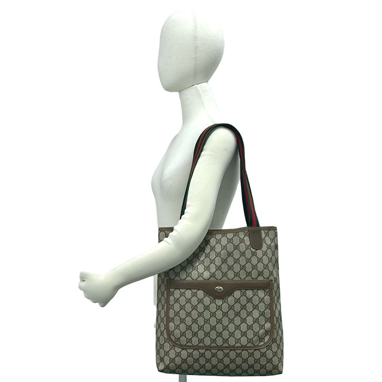 Gucci Vintage Sherry Line GG Logo Leather Tote Brown — view 2