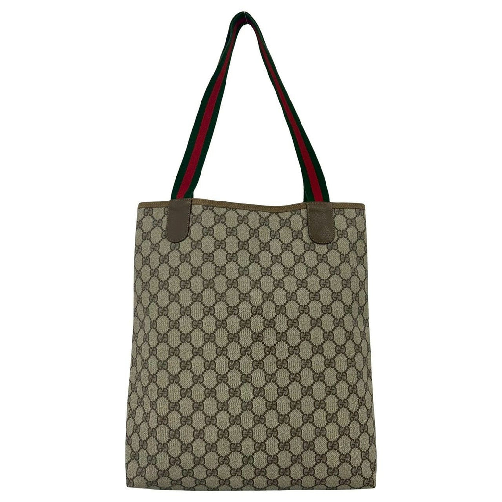 Gucci Vintage Sherry Line GG Logo Leather Tote Brown — view 3