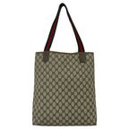 Gucci Vintage Sherry Line GG Logo Leather Tote Brown — view 3