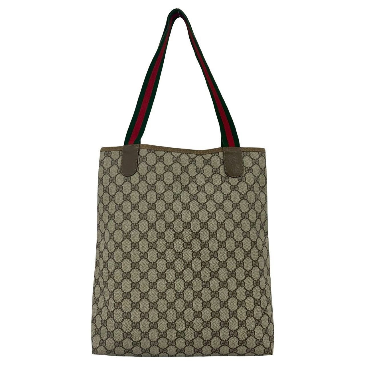 Gucci Vintage Sherry Line GG Logo Leather Tote Brown — view 3
