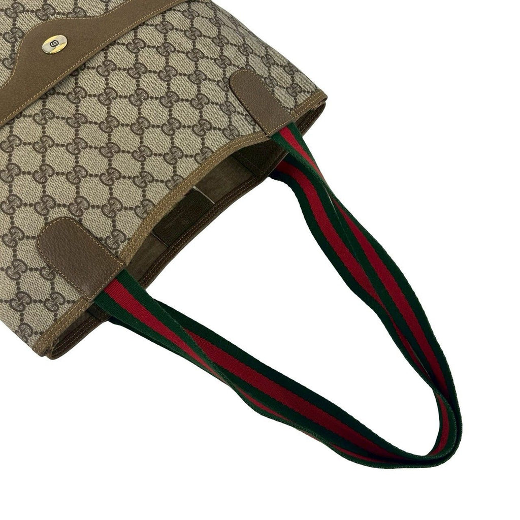 Gucci Vintage Sherry Line GG Logo Leather Tote Brown — view 4