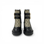 Gucci Boots Short Shoes Leather Black Brown GG Supreme Belt Logo Ankle — view 2