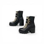 Gucci Boots Short Shoes Leather Black Brown GG Supreme Belt Logo Ankle — view 3