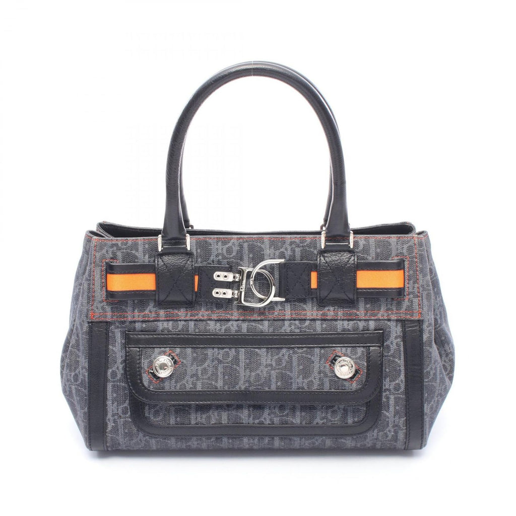 Dior Dio Handbag Tobta Navy Black Orange Denim Leather